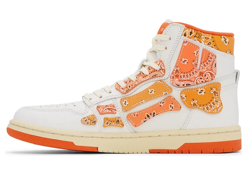 AMIRI White & Orange Skel Top Hi Bandana Sneakers (PS22MFS016-665) (3)