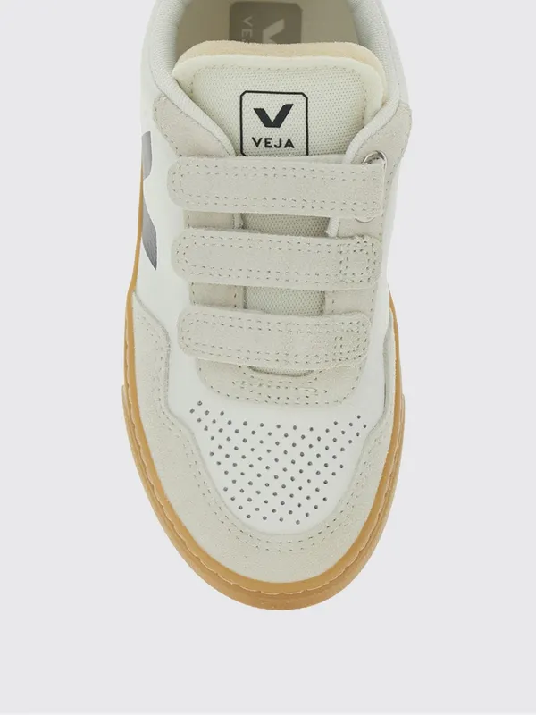 Veja Boy’s V-90 in Organic Leather with Velcro Fastening White (SX2021006CP1P12)