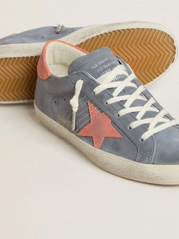 Golden Goose Super Star In Blue Nubuck With Pink Suede Star And Heel Tab (GWF00101.F007521.50935) (3)