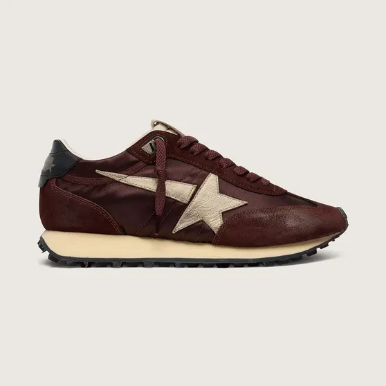 Golden Goose Marathon With Brown Satin Upper And Platinum Leather Star (GMF00683.F007841.55661)