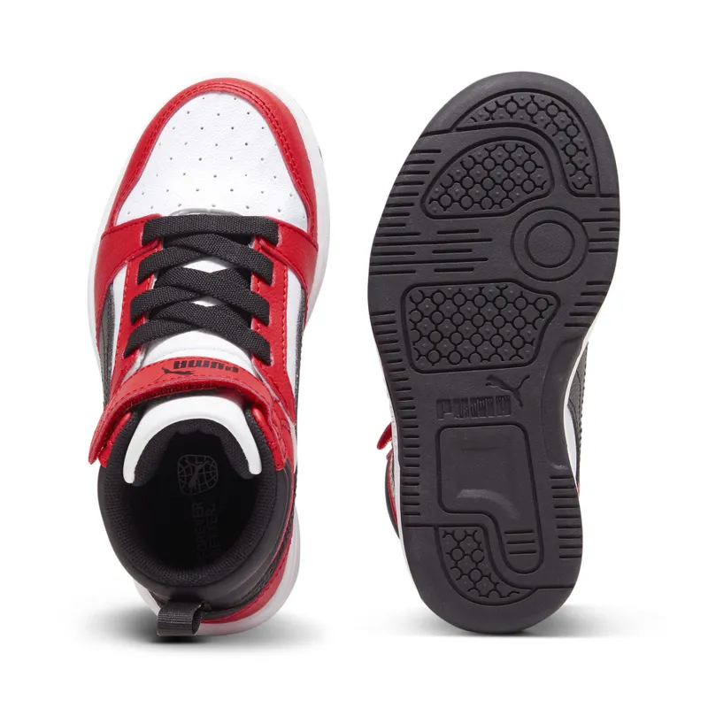 Puma Rebound V6 Mid “Puma White / Puma Black / For All Time Red” (393832_03)