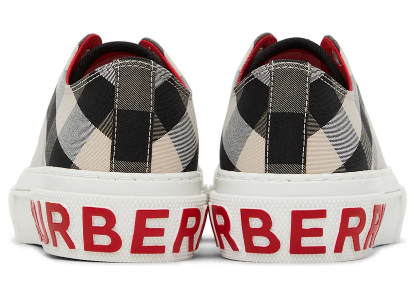 Burberry Beige Cotton Check Sneakers (8052565) (2)