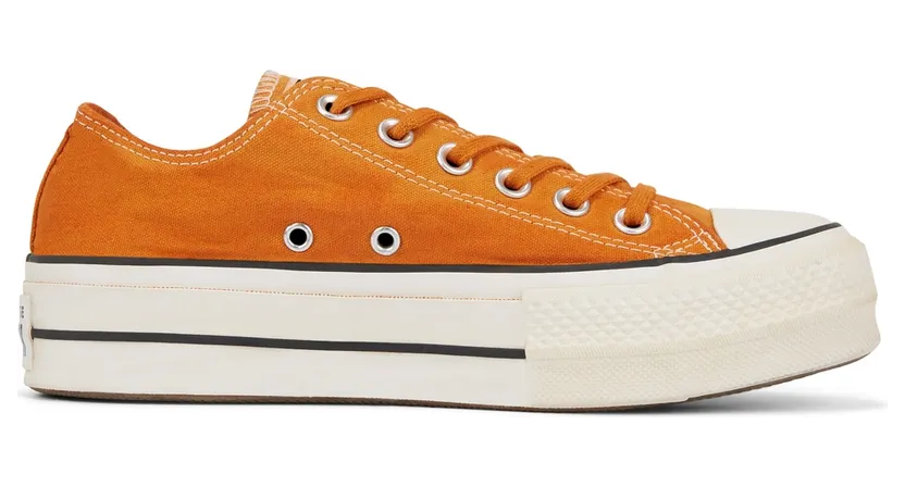 Converse Italian Crafted Dye Chuck Taylor All Star Platform Low Top voor dames White/ Pumpkin Dyed (566470C)