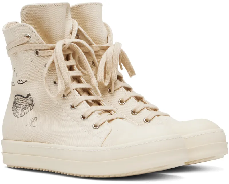 Rick Owens Drkshdw Off-White Denim Sneakers (DU02B4800 DQEP7)