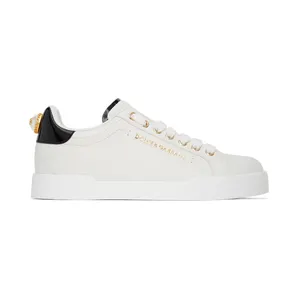 Dolce & Gabbana White & Black Portofino Low Sneakers (CK1602 AH506)