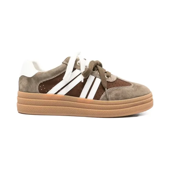 Sergio Moretti Firenze Flatform-Sneakers mit Kontrasteinsätzen “Brown” (604526121KHA)