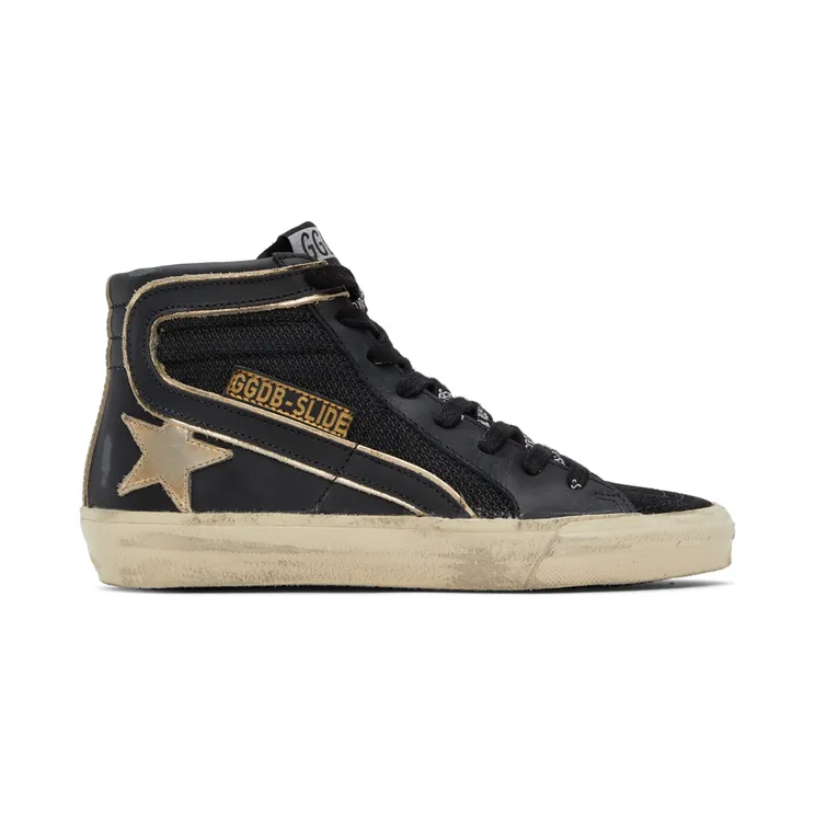 Golden Goose SSENSE Exclusive Black & Gold Slide Sneakers (F00116.F001886.90200)