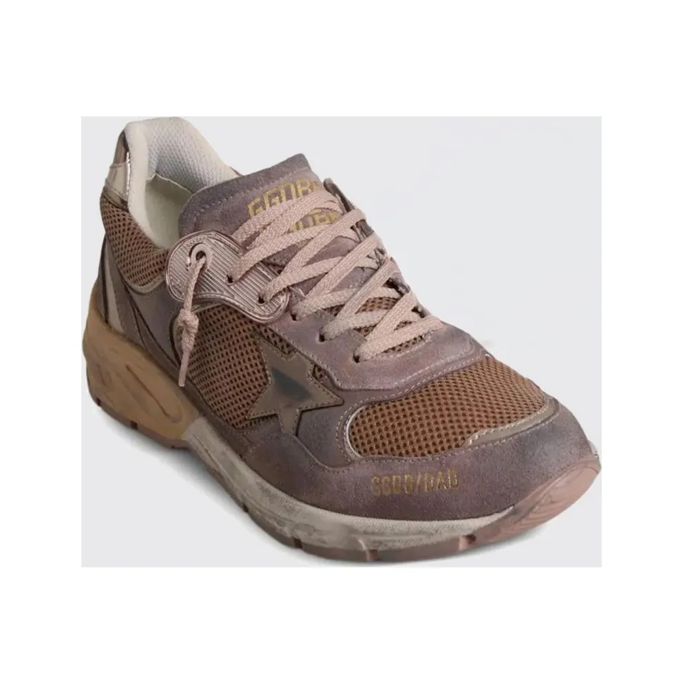 Golden goose Dad-Star Sneakers in Used Suede and Mesh Pink (GWF00884F00783183208)