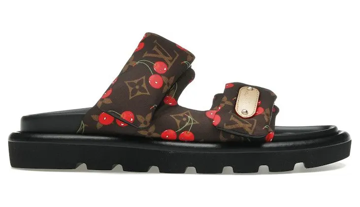 Louis Vuitton Cherry Pool Pillow Flat Comfort Mule x Takashi Murakami Brown Monogram Cherry (1AHME4)