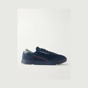 Orlebar Brown Larson Striped Mesh and Canvas Sneakers Navy / Orange / Aquamarine (279102)
