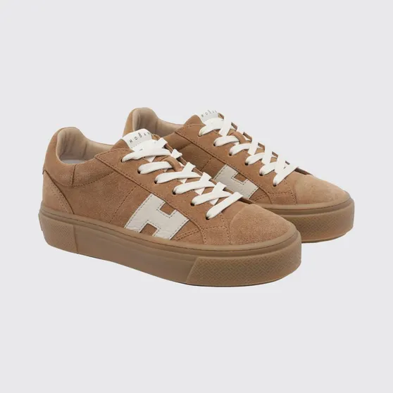 Hogan Crosswind Suede Leather Platform Sneakers Earth (HXW7050GB00UHT0RZU)