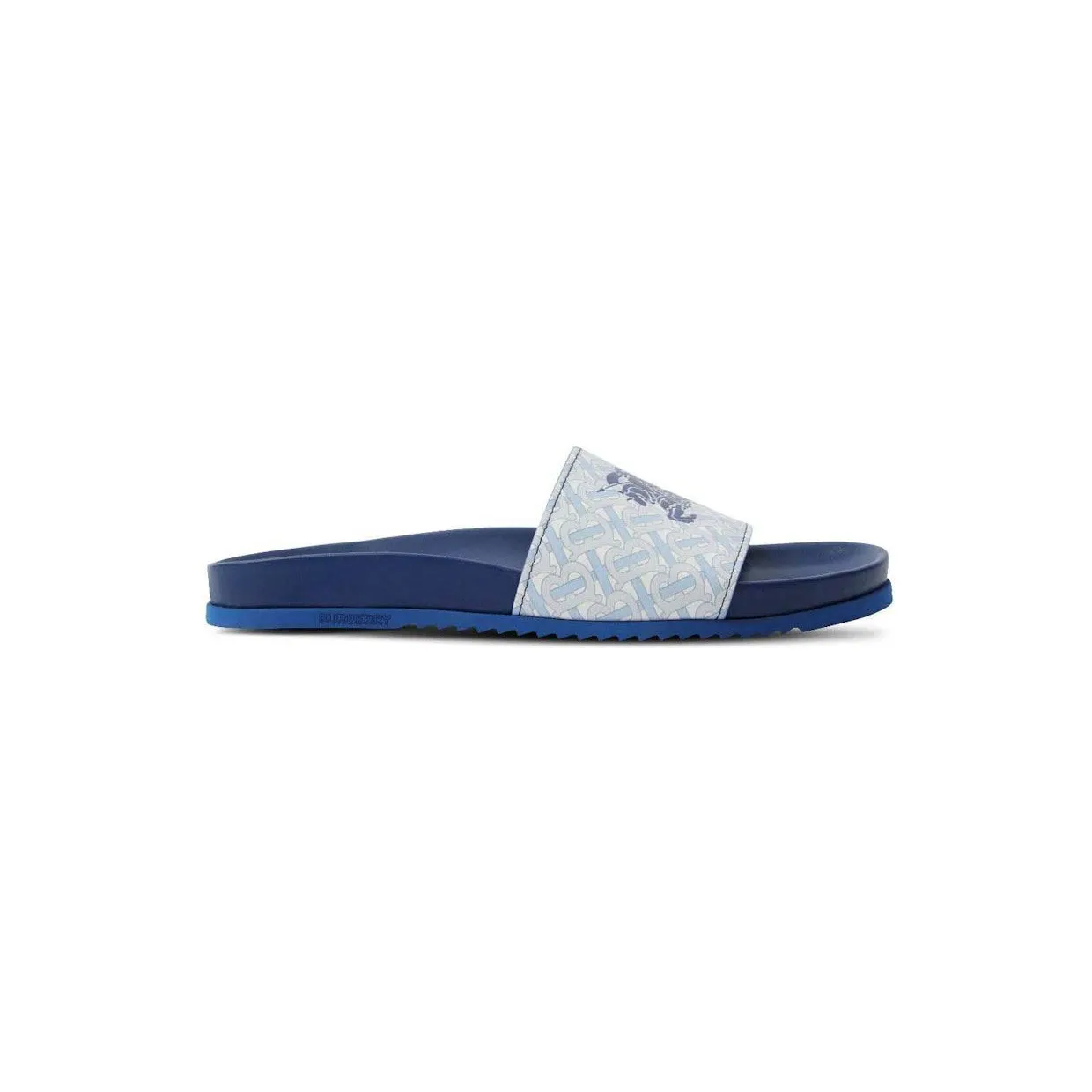 Burberry EKD Monogram-Print Leather Slides Blue (8071988)