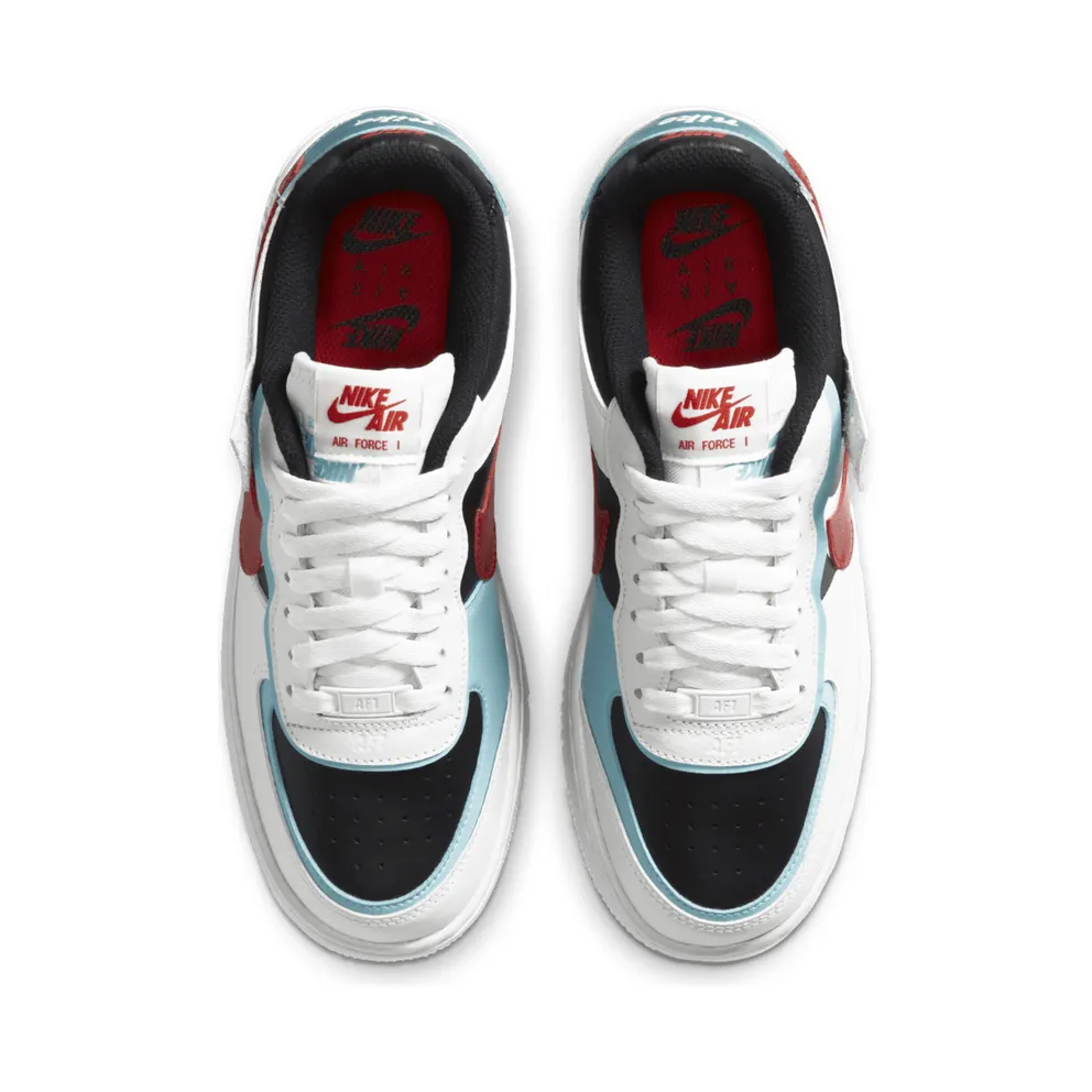 Nike Air Force 1 Shadow Bleached Aqua Chile Red (W) Summit White/Bleached Aqua-Black-Chile Red (DA4291-100)