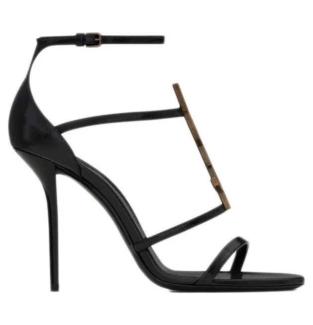 Saint Laurent Cassandra Sandal Heels Black Leather (6301091Q0TT1000)