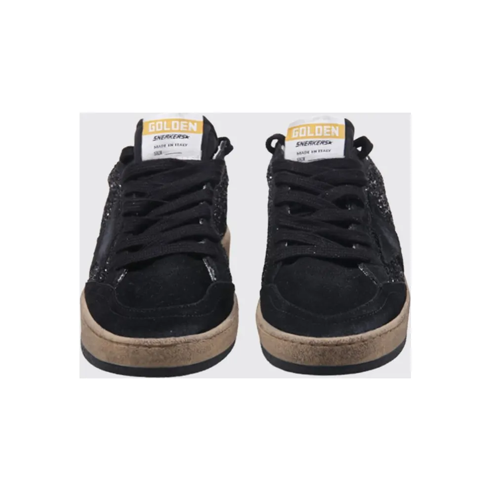 Golden goose Ball Star Leather Trainers with Worn-Out Effect and Glitter Black (GWF00117F00398990100)