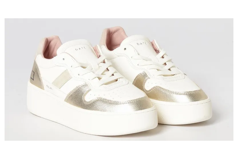 D.A.T.E D. A.T. E. Platform Sneakers in Leather Platinum (W441CPLMPL)