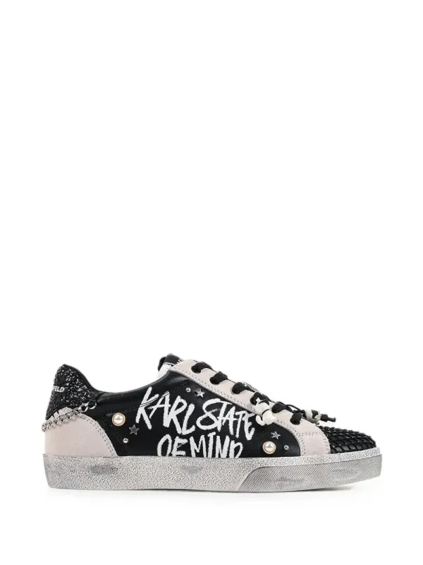 Karl Lagerfeld Skool sneakers with graffiti-print – Black (KL60116S000)