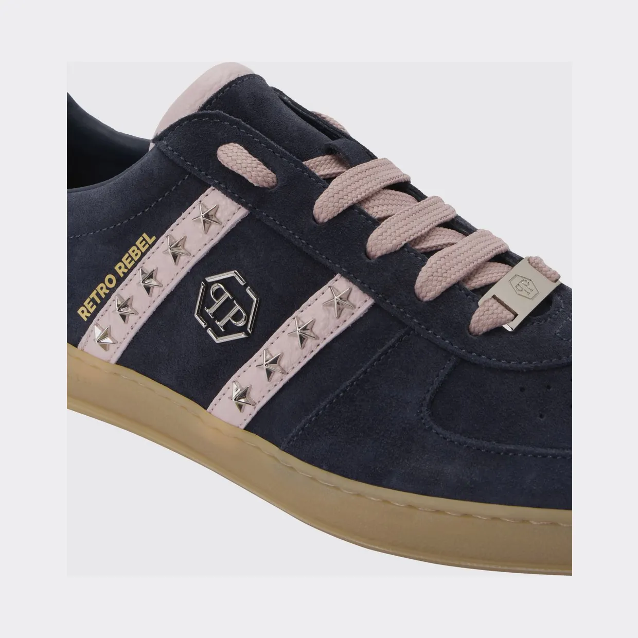 Philipp plein Retro Rebel Suede Sneakers with Applied Stars Blue (SAFSUSC0911PLE009N14) (3)