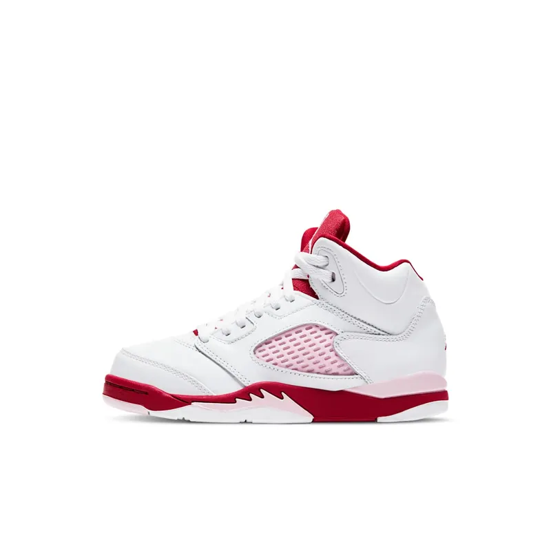Jordan 5 Retro White Pink Red (PS) White/Pink Foam-Gym Red (440893-106)