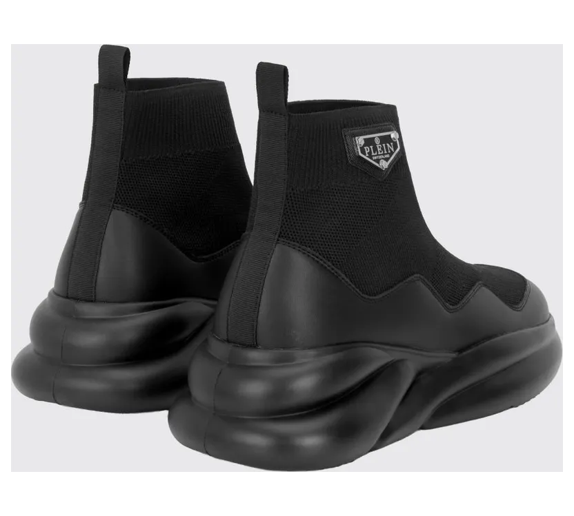 Philipp plein High-Top Slip-On Knit Sneakers with Sock Ankle Black (UAFSUSC1080PTE120N0202) (2)