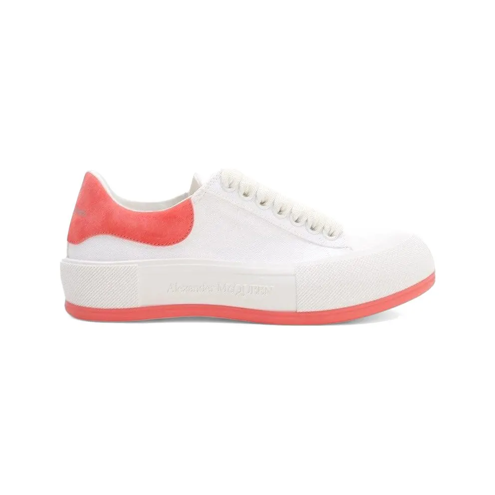 Alexander McQueen Deck Skate Plimsoll Lace-Up White Coral (654593 W4MV7 9097)