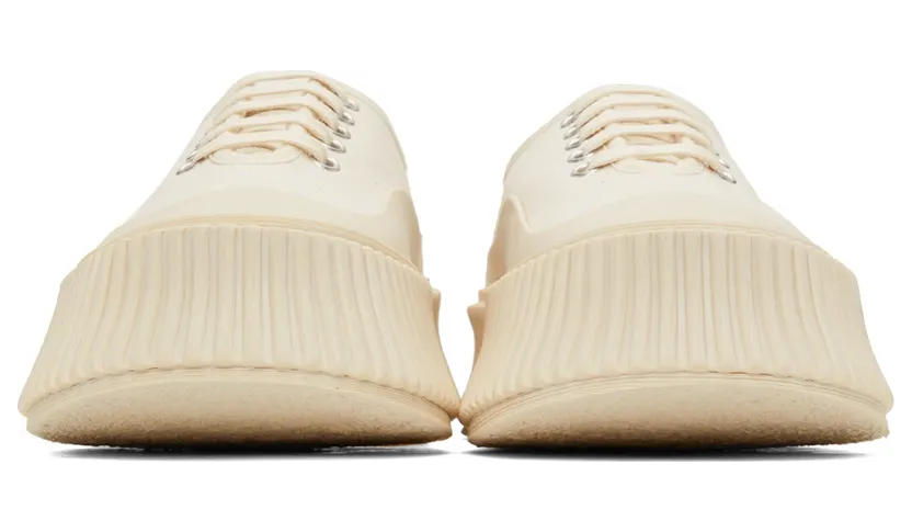 Jil Sander Off-White Canvas Platform Sneakers (JS36072A_14180) (2)