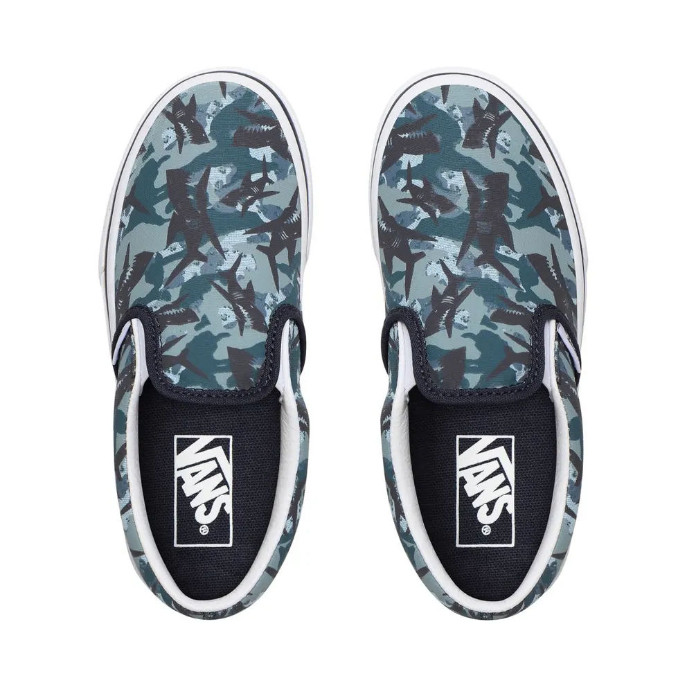 VANS Animal Camo Classic Slip-on Kids’ Shoes (Blue)