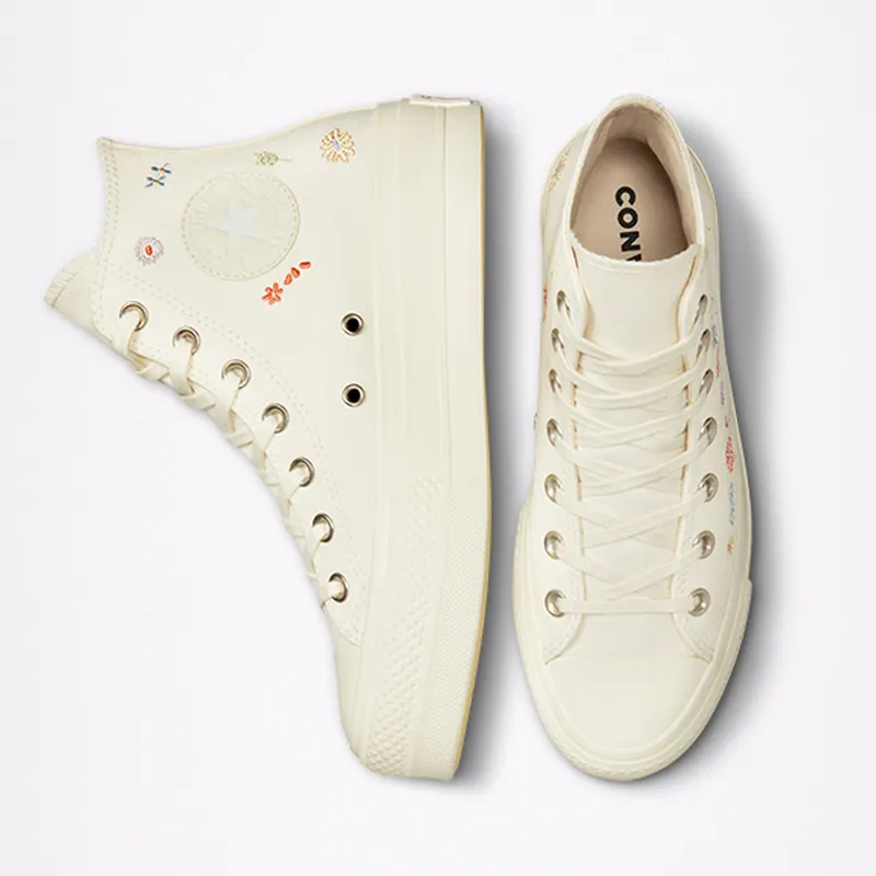 Converse Chuck Taylor All Star Lift Platform Embroidered Floral Egret/multi/egret (A01586C)