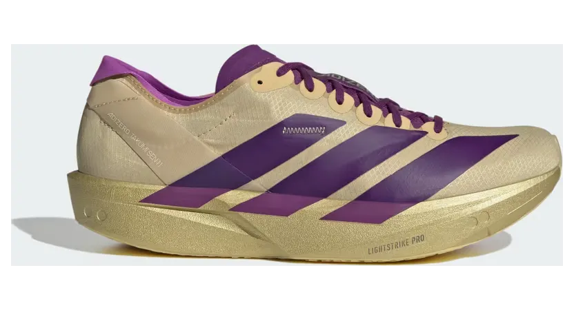 adidas Adizero Takumi Sen 11 “Sand / Rich Purple / Gold Metallic” (JR7417)