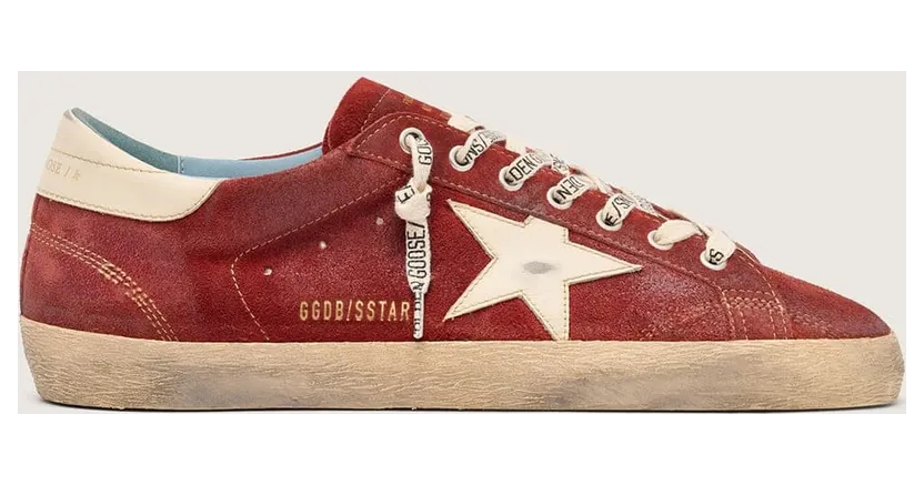 Golden Goose Men’S Super-Star In Red Suede With Cream Leather Star (GMF00101.F008577.40595)