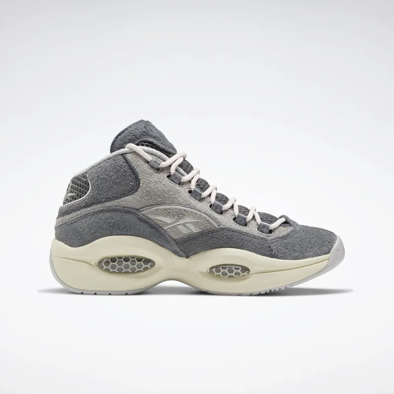 Reebok Question Mid Grey Suede Grey/Steel-Chalk White (Other Brands Other)