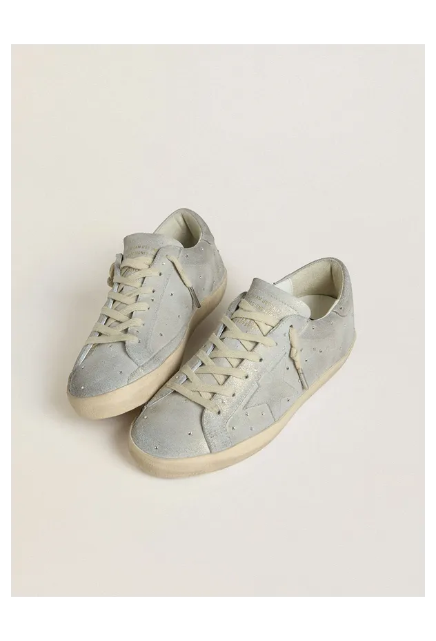 Golden Goose Super-Star Ltd In Platinum Suede And Swarovski Crystals With Platinum Suede Star (GWF00101.F007848.65157) (2)