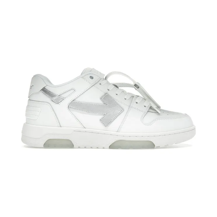 OFF-WHITE Out Of Office OOO Low Tops White Silver (OMIA189F23LEA0090172)