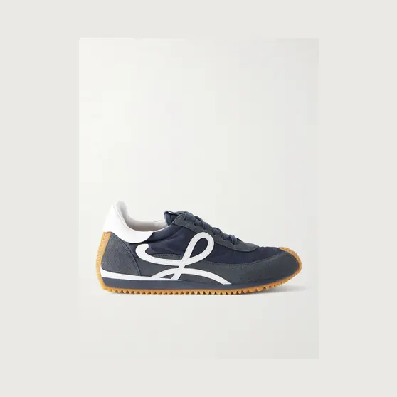 Loewe Flow Runner 2.0 Suede-Trimmed Shell Sneakers Navy (MLSR282X03)
