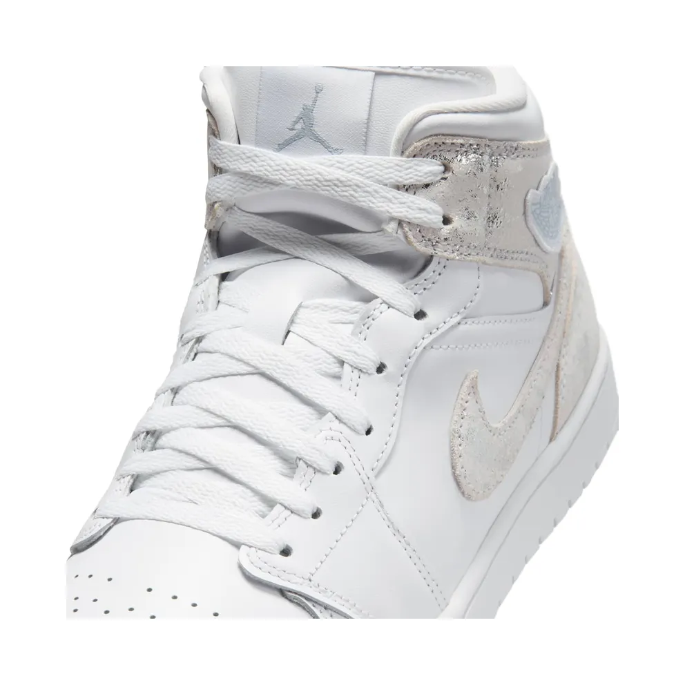 Jordan 1 Mid SE “Distressed White Field Silver” (IR2271-100)