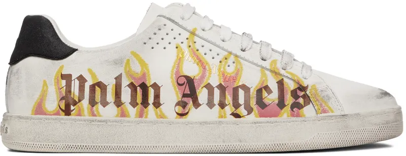 Palm Angels Palm One Low-Top Flame Print White Multi (PMIA056F22LEA0030118)