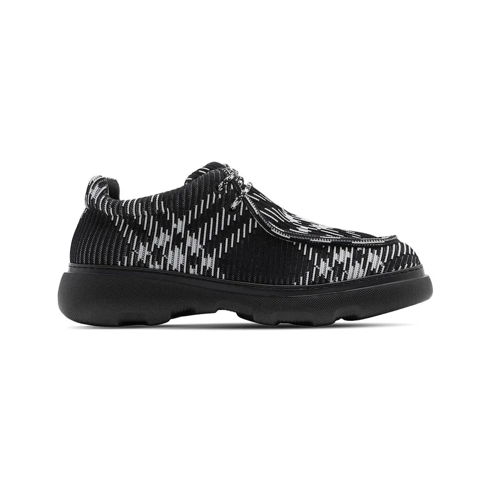 Burberry Checked Round-Toe Derby Shoes Black White (8083408)