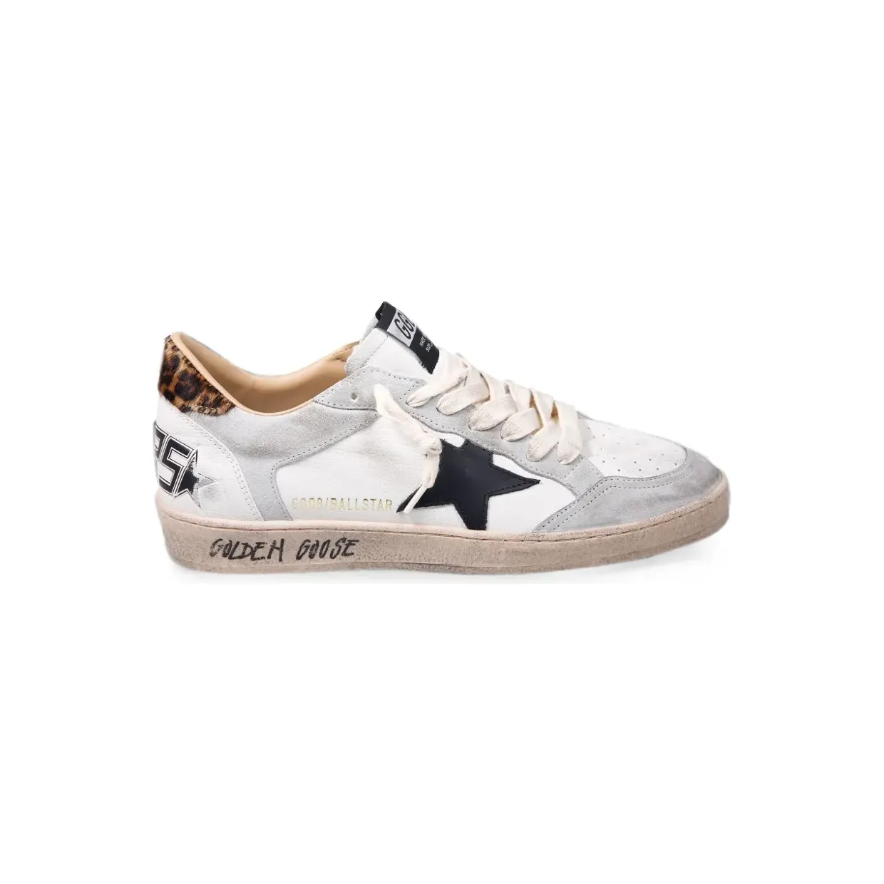 Golden Goose Ball Star met luipaardprint “White” (GMF00327F008740)