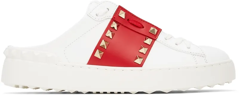 Valentino Garavani ’11’ Rockstud Untitled Slip-On “White/Red” (WW2S0AB8ZTN)