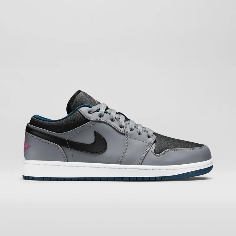 Jordan  1 Low Cool Grey Fusion Pink Space Blue Cool Grey/Fusion Pink-Space Blue-Black-White (553558-018)