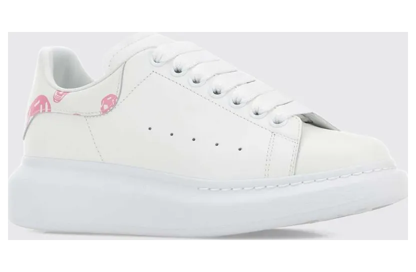 Mcqueen Oversize Sneakers in Calf Leather with Skull Print and Chunky Sole White (553770WIAKB9052)