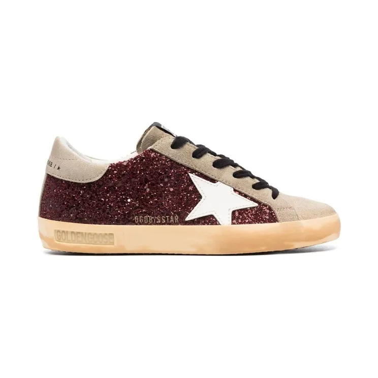 Golden Goose Super-Star Glitter Bordeaux Taupe White (GWF00101-F003185-81770)