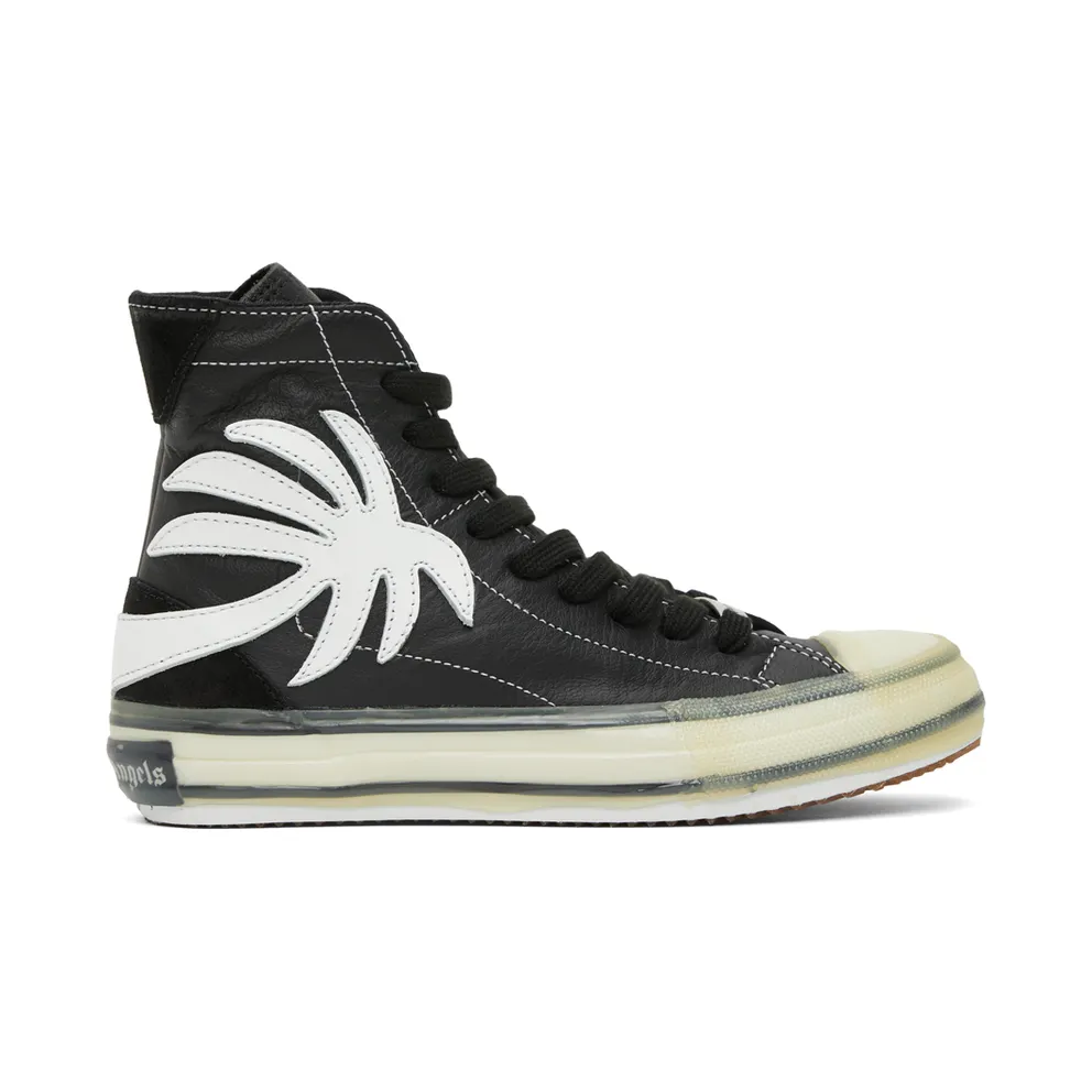 Palm Angels Black Palm Vulcanized High Top Sneakers (PWIA027F20LEA0011001)
