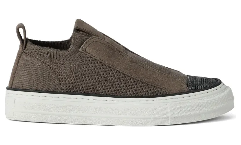 Brunello Cucinelli Gestrickte Slip-On-Sneakers “Brown” (MZ35G2940C8705)