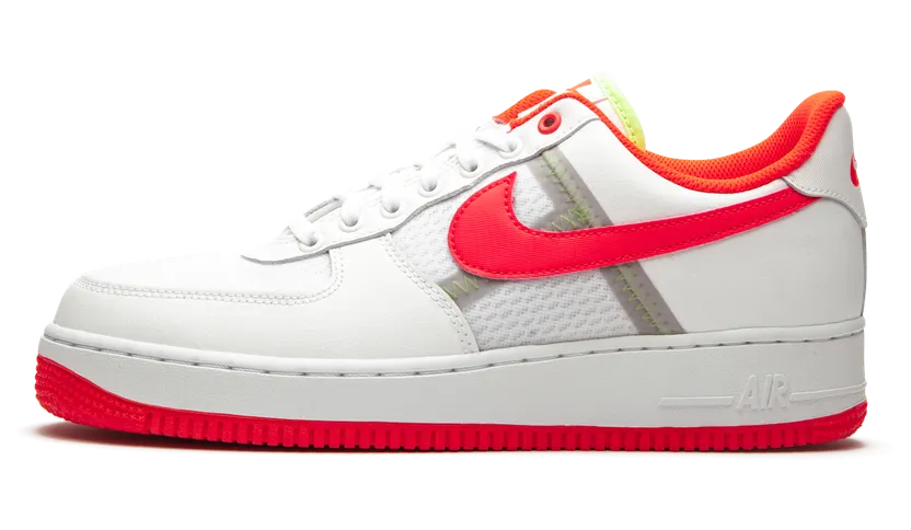 Nike Air Force 1 Low ‘Transparent White Crimson’ White/Bright Crimson-Barely Volt (CI0060-102)