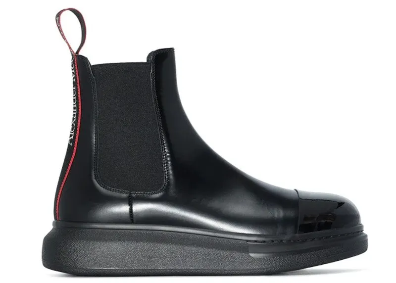 Alexander McQueen Hybrid Leather Chelsea Boot Black Red (665367WHX5V1324)