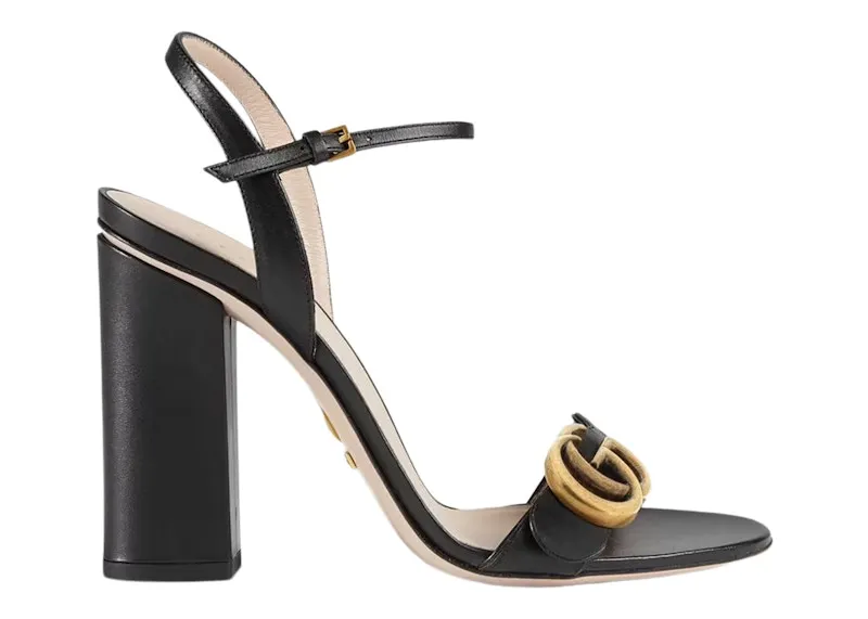 Gucci GG 105mm Heeled Sandal Black Leather (453378 A3N00 1000)
