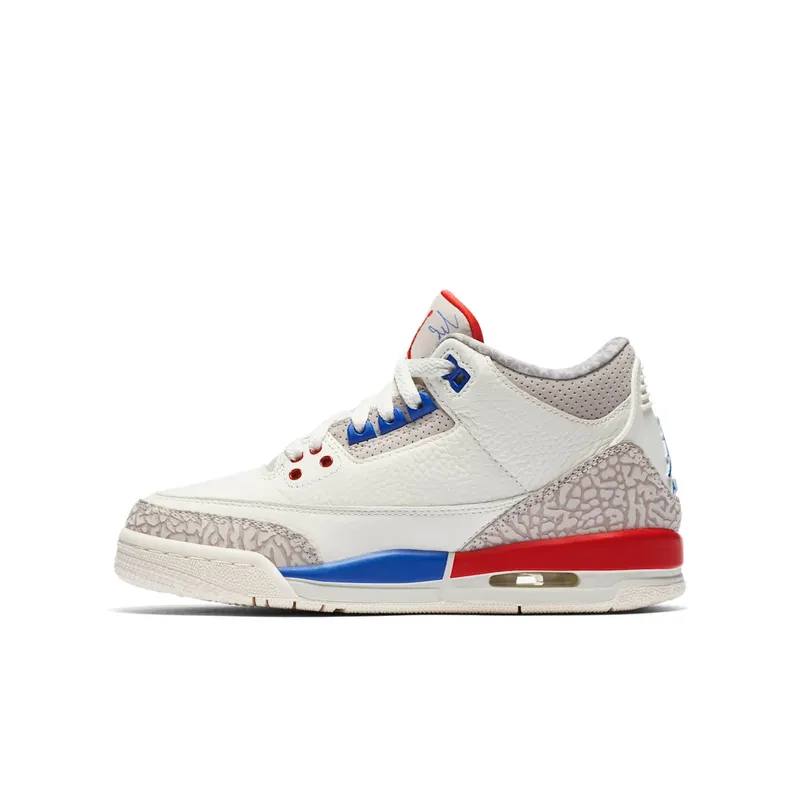 Jordan 3 Retro International Flight (GS) Sail/Sport Royal-Light Bone-Fire Red (398614-140)