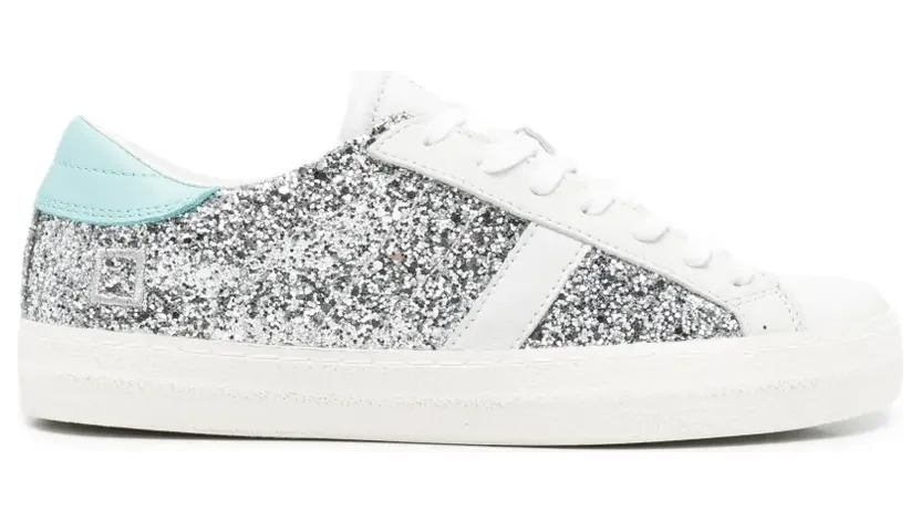 D.A.T.E. Hill Low sneakers met glitter – Zilver (W441HLGLSL)