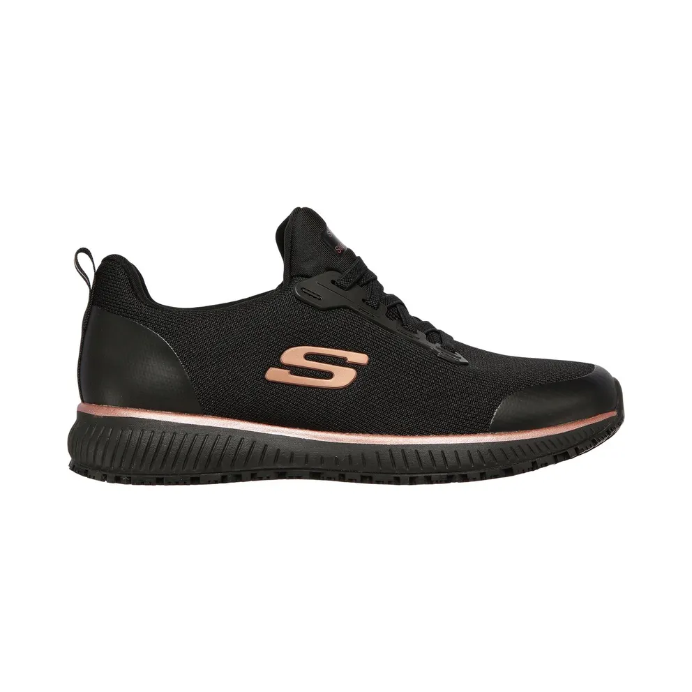 Skechers Work Slip-Resistant: Squad Sneaker Black/Roos Gold